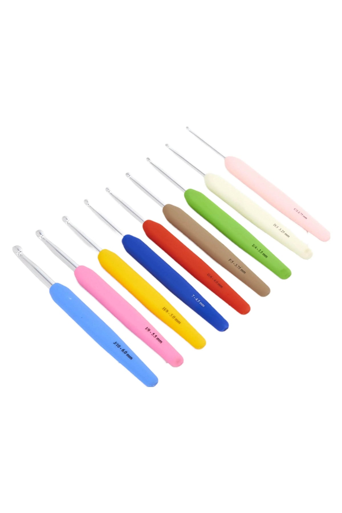 Waves Single Ended Aluminum Crochet Hooks - Color Coded